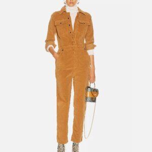 Frame Denim Caitlin Corduroy Coveralls Jumpsuits, Camel Size S